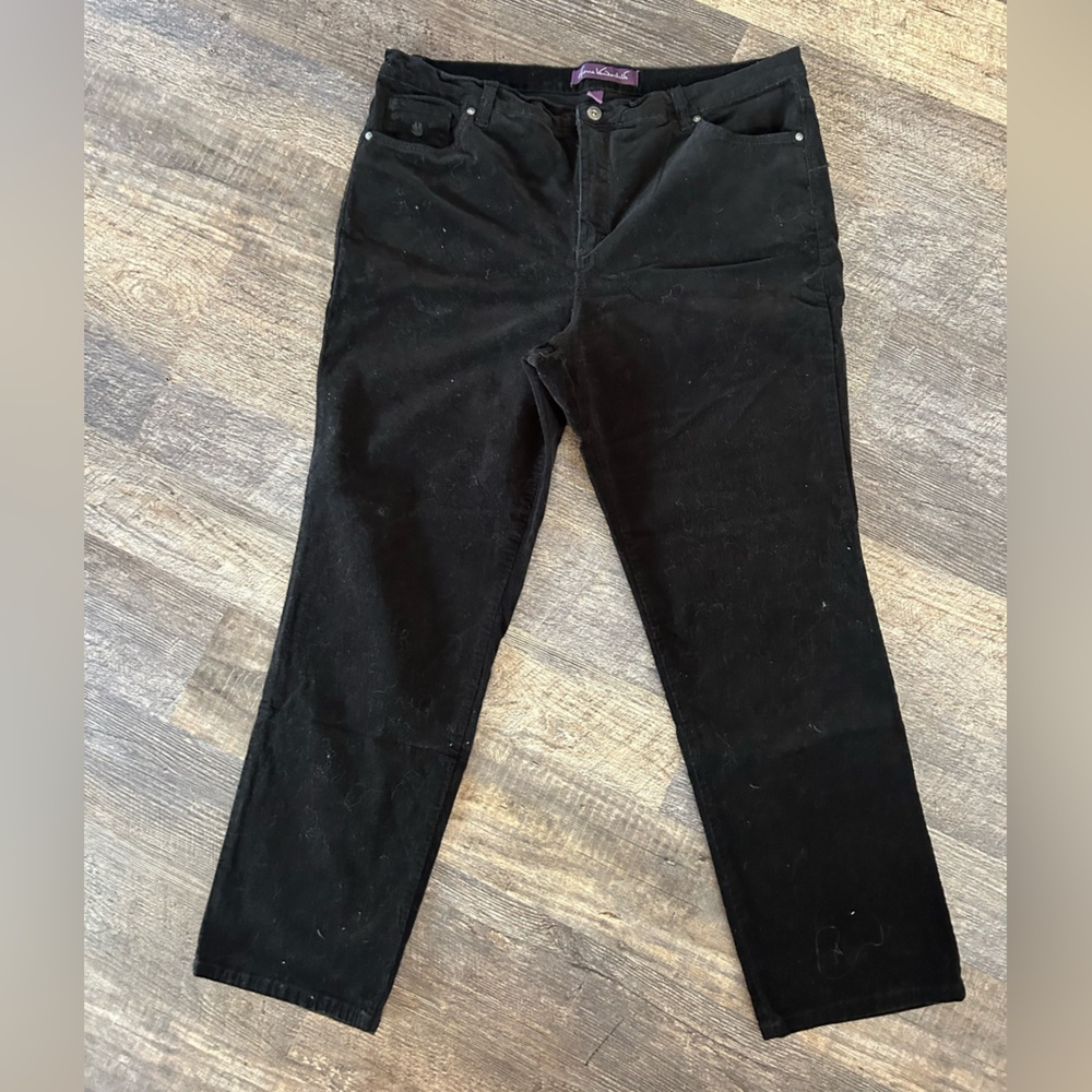 Gloria Vanderbilt Corduroy Pants Size 18W Black High-Rise Straight Leg